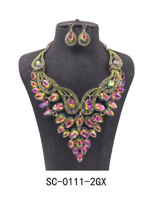 SC-0111-2GX GN/AB CASTING NECKLACE SET