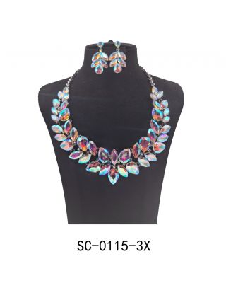 SC-0115-3X SL/AB NECKLACE SET