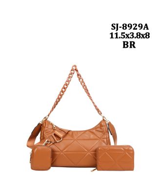 SJ-8929A  BR 3PC  FASHION BAG