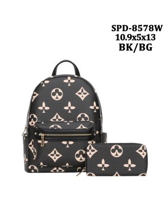 SPD-8578W BK/BG BACKPACK WITH WALLET