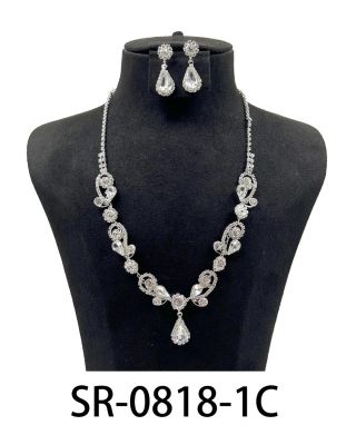 SR-0818-1C CR RHINESTONE NECKLACE SET
