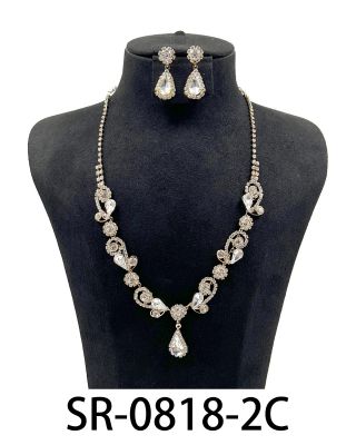 SR-0818-2C GDCR RHINESTONE NECKLACE SET