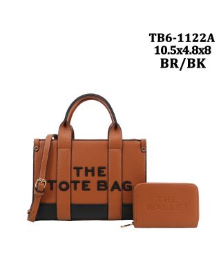 TB6-1122A BR/BK THE TOTE BAG WITH WALLET
