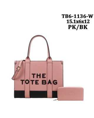 TB6-1136W PK/BK BRICF CASE SHOPPING BAG WITH WALLET