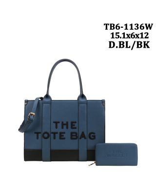 TB6-1136W D BL BRICF CASE SHOPPING BAG WITH WALLET