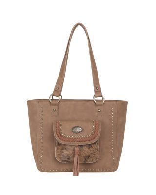 TR128G-8317 BR Trinity Ranch Hair-On Leather Collection Concealed Handgun Tote