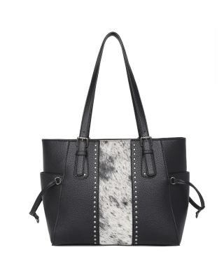 TR132G-8317 BK Trinity Ranch Hair-On Leather Studs Collection Concealed Handgun Tote