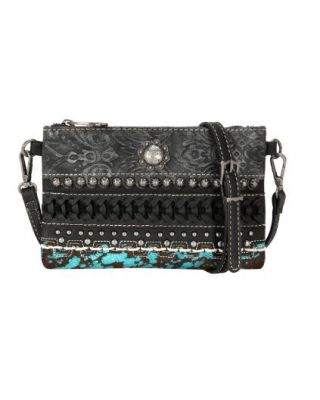 TR136-181 BK  Trinity Ranch Hair On Cowhide Collection Clutch/Crossbody