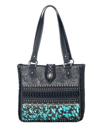 TR136-8317 BK  Trinity Ranch Hair On Cowhide Collection Concealed Carry Tote