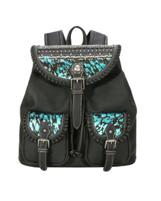 TR136-9110 BK Trinity Ranch Hair On Cowhide Collection Backpack