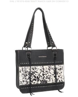 TR137G-8260 BK Trinity Ranch Hair On Cowhide Collection Concealed Carry Tote