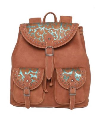 TR137G-9110 BR Trinity Ranch Hair On Cowhide Collection Concealed Carry Backpack