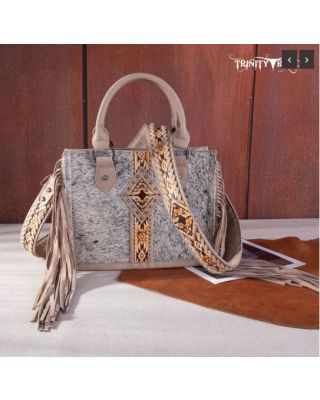 TR146-8120 KH Trinity Ranch Hair On Cowhide Concealed Carry Tote