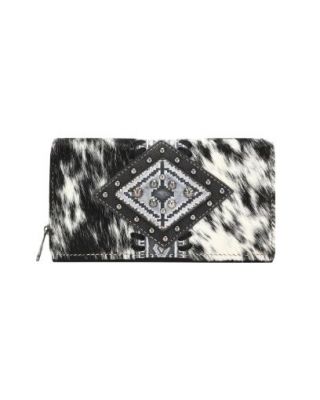 TR146-W010 BK Trinity Ranch Hair-On Cowhide Wallet