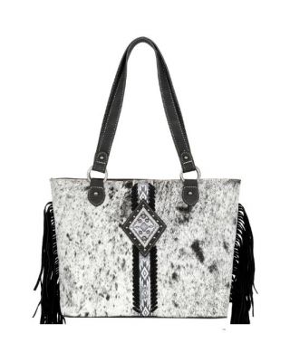 TR146G-8317 BK Trinity Ranch Hair On Cowhide Concealed Carry Tote