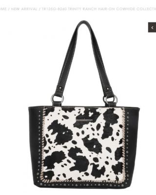 TR135G-8260 BK Trinity Ranch Hair-On Cowhide Collection Concealed Carry Tote