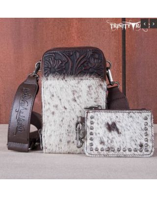 TR159 -183A CF Trinity Ranch Genuine Hair-On Cowhide/Phone Purse with Coin Pouch