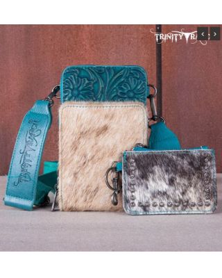 TR159 -183A TQ Trinity Ranch Genuine Hair-On Cowhide/Phone Purse with Coin Pouch