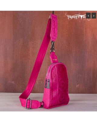 TR159-210A HPK Trinity Ranch Floral Tooled Collection Sling Bag