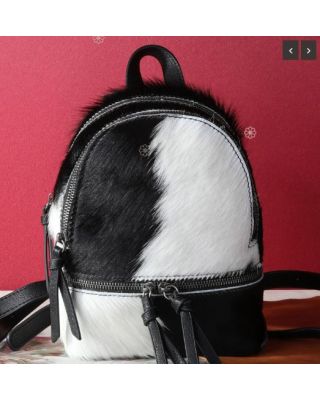 TR160-9110 BK Trinity Ranch Hair-On Cowhide Collection Mini Backpack