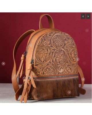 TR160-9110A BR Trinity Ranch Hair-On Cowhide Collection Mini Backpack