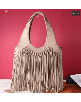 TR161G-918 KH Trinity Ranch Hand-Tie fringe Concealed Carry Hobo Shoulder Bag