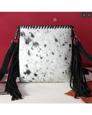 TR162G-2001 BK Trinity Ranch Hair-On Cowhide Fringe Concealed Carry Crossbody Bag