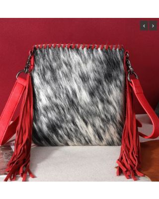TR162G-2001 RD Trinity Ranch Hair-On Cowhide Fringe Concealed Carry Crossbody Bag