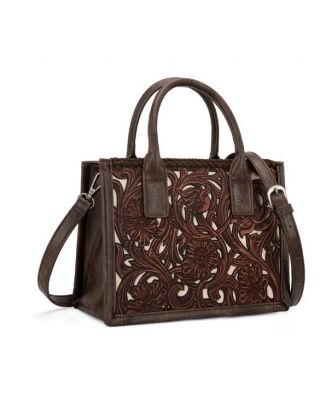 TR186-8121 CF Trinity Ranch Floral Tooled Mini Tote/Crossbody