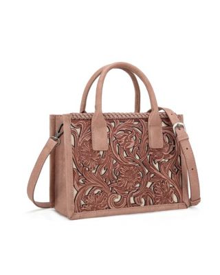 TR186-8121 PK Trinity Ranch Floral Tooled Mini Tote/Crossbody