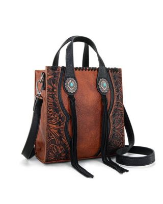 TR192-1605 BR Trinity Ranch Concho Collection Mini Tote/Crossbody