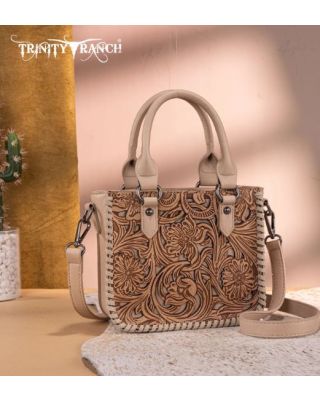 TR192-8800 TN Trinity Ranch Floral Tooled Collection Mini Tote/Crossbody