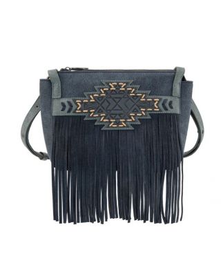 TR196-8287 NV Trinity Ranch Aztec Tooled Fringe Crossbody