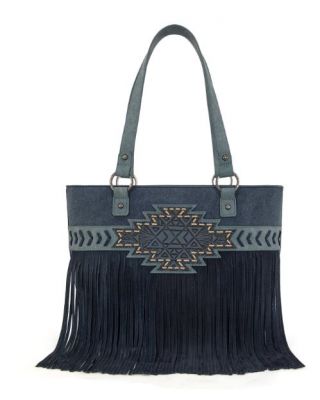 TR196G-8317 NV Trinity Ranch Aztec Tooled Fringe Concealed Carry Tote