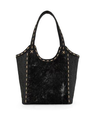 TR199G-8250BK  Trinity Ranch Genuine Hair-On Cowhide Tooled Concealed Carry Tote