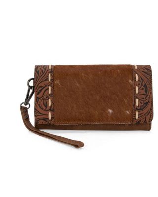 TR199-W018BR  Trinity Ranch Hair-On Cowhide Toole Collection Wallet 
