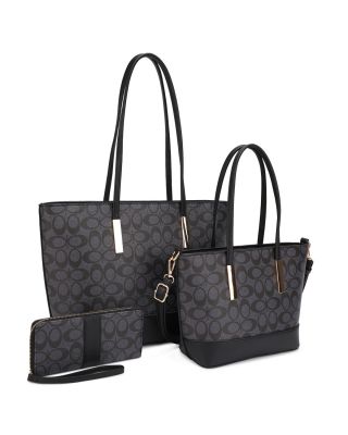 UM-31481 SET BK MONO GLAM 2 BAGS WITH WALLET