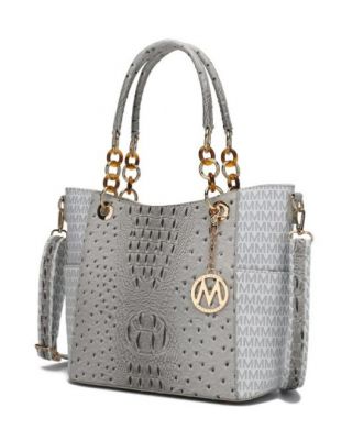 UM5518 WT OSTRICH MONOGLAM TOTE BAG