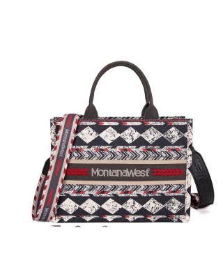 MW01G-8120S BK Montana West Boho Print Concealed Carry Tote/Crossbody 