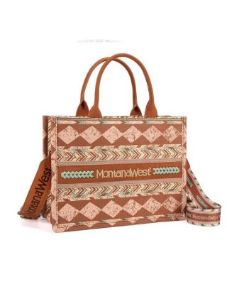 MW01G-8120S BR Montana West Boho Print Concealed Carry Tote/Crossbody 