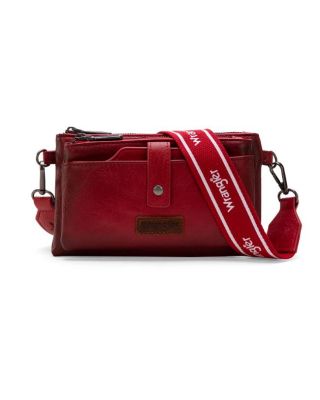 WG120-209 RD Wrangler Dual Zipper Compartment Crossbody Bag