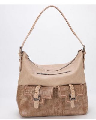 MW1286G-918 KH Montana West Croc Print Concealed Carry Hobo Black