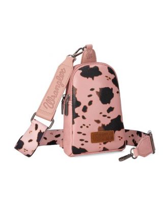 WG133-210 PK Wrangler Cow Print Crossbody Sling Chest Bag