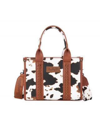 WG133-8120S BR Wrangler Cow Print Concealed Carry Tote/Crossbody