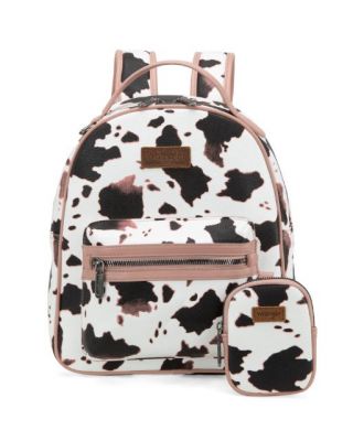 WG133-8603 PK Wrangler Cow Print Backpack With Coin Pouch