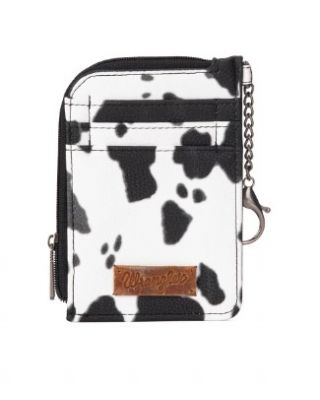 WG133-W005 BK Wrangler Cow Print Print Mini Zip Card