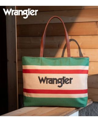 WG159-8112 GN Wrangler Aztec Pattern Dual Sided Print Canvas Tote Bag
