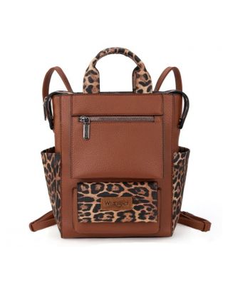 WG161-91123 BR/LP Wrangler Leopard Print Tote/Shoulder Bag Convertible Backpack