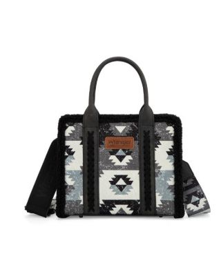 WG166-8120S BK Wrangler Sherpa Southwestern Print Small Canvas Tote