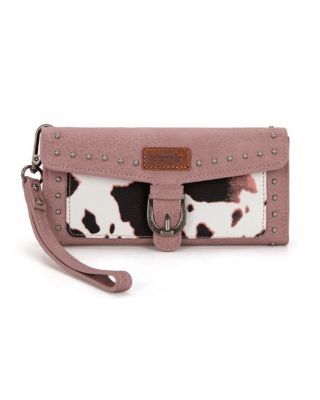 WG195-W054 PK Wrangler Western Cow-Print Tri-fold RFID Wallet